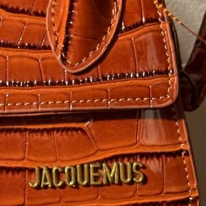 Jacquemus Orange Croc-Embossed Mini Bag